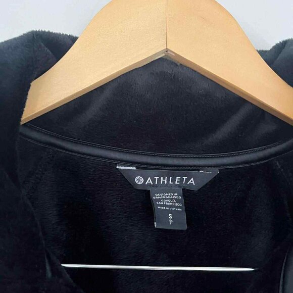 Athleta Black Recovery Cozy Snap Front Fleece Sweatshirt Size Small - Picture 5 of 6